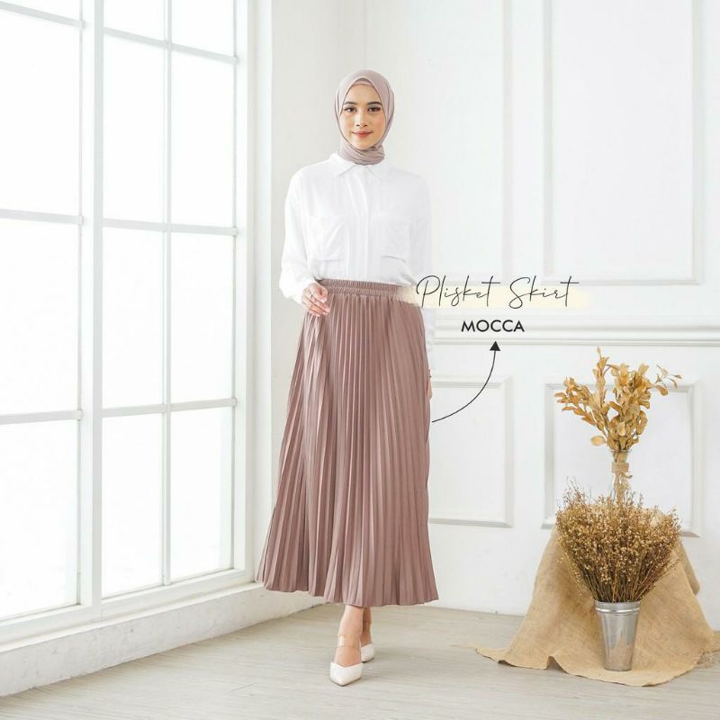 ROK PLISKET PREMIUM/ROK PANJANG WANITA - BAHAN PREMIUM