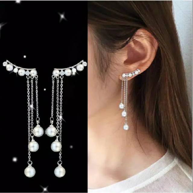 Anting panjang mutiara