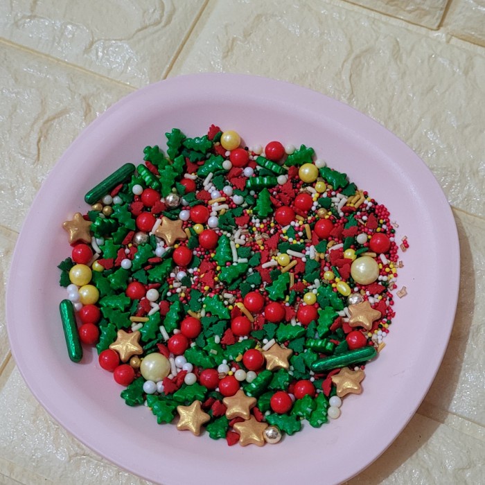 

sprinkle pearls christmas hiasan kue / sprinkles pohon natal bintang