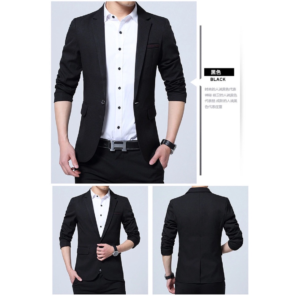 BLAZER SLIMFIT PRIA WARNA HITAM ARKA BLACK KANCING 1 NIKAYU - JAS RESMI PRIA WARNA HITAM SLIMFIT ORIGINAL NIKAYU