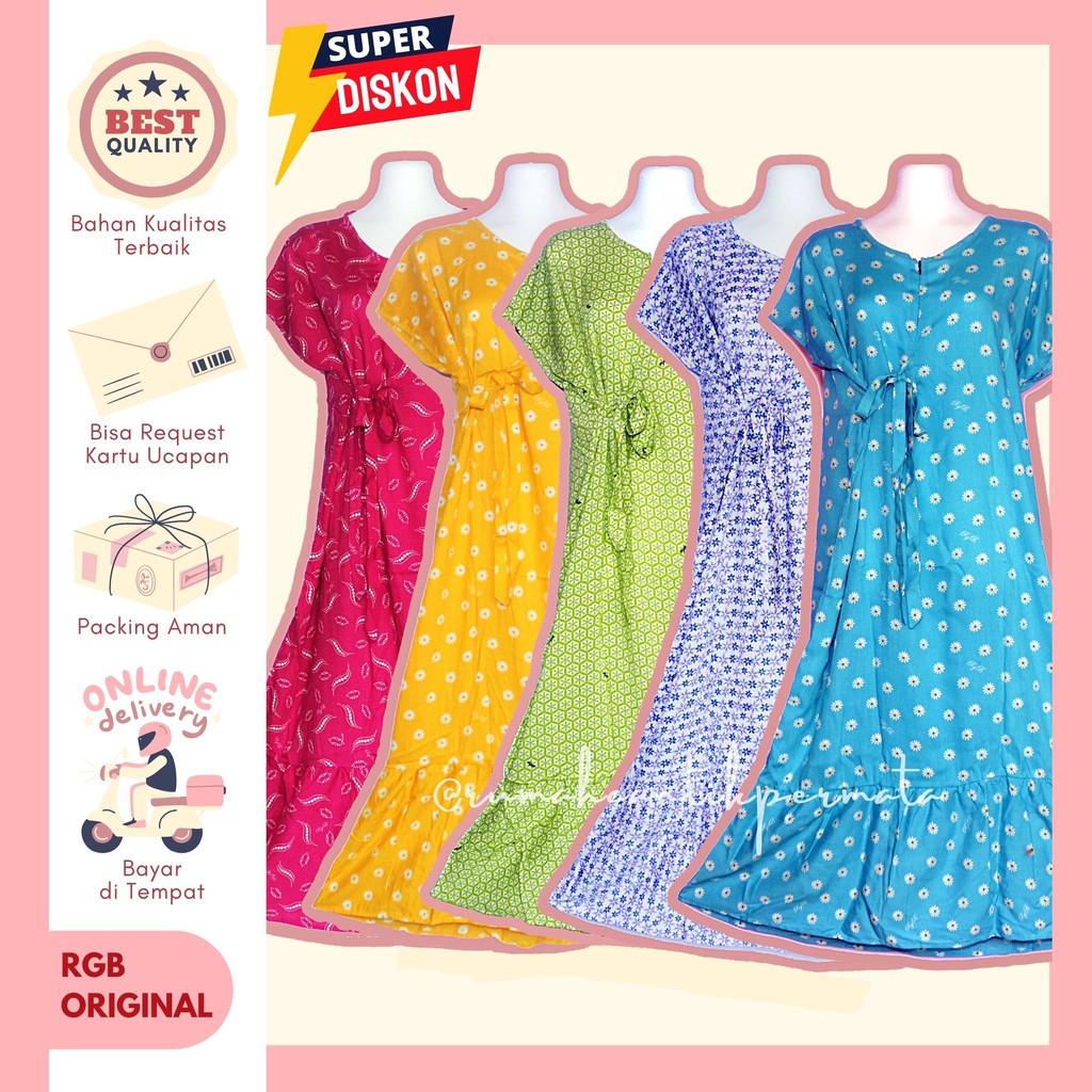 CUCI GUDANG SALE Daster RGB Original Baju Tidur Daster Wanita Kekinian Adem Sultan Ruffle Busui Mura