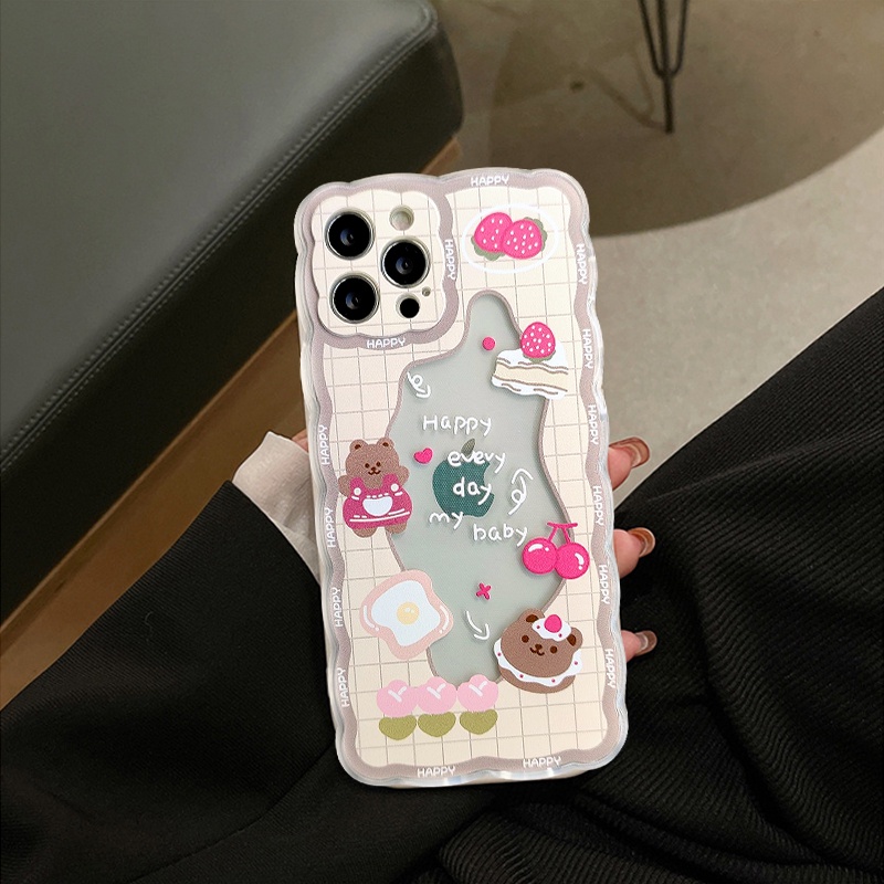 Soft Case Tpu Tebal Motif Beruang / Kelinci Untuk Iphone Xr 7 8 Plus Xs Max X 12 11 13 Pro Max