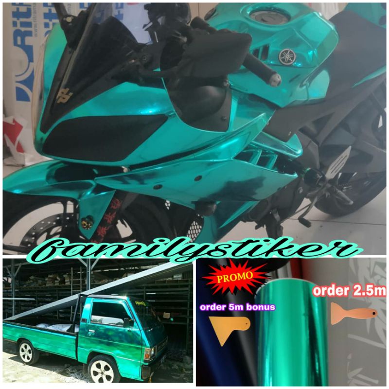 Stiker Skotlet Hijau Tosca Metalik Sekotlet Hijau Tosca Crom Metalik Scotlite Sticker Motor Mobil Ot