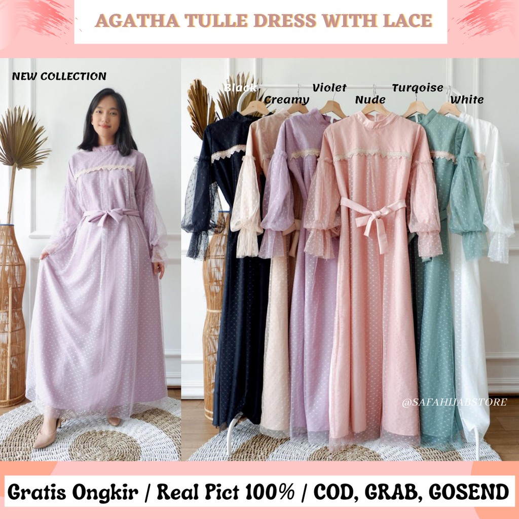 AGATHA TULLE DRESS / DRESS LEBARAN / DRESS MEWAH