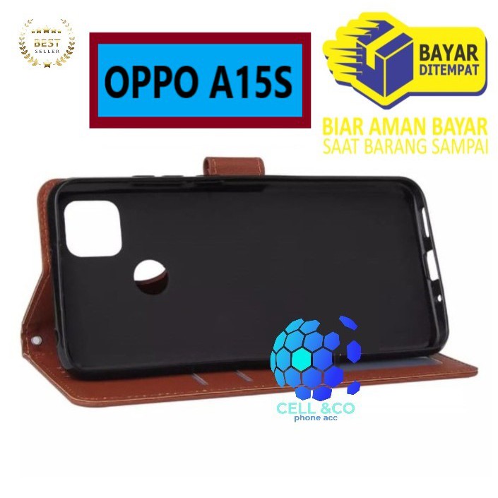 Flip cover OPPO A15s Flip case buka tutup kesing hp casing flip case leather wallet