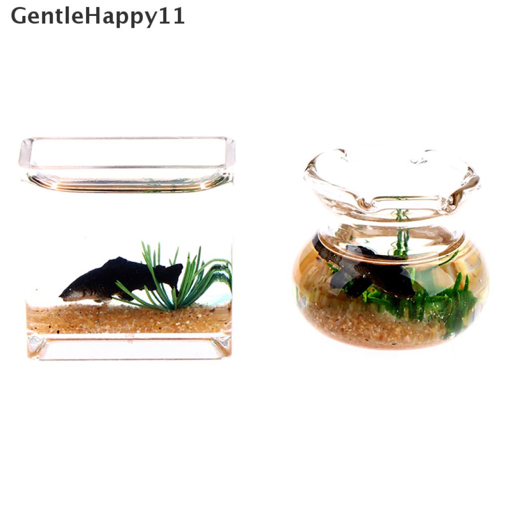 Gentlehappy Rumah Boneka Mini Fish Tank DIY Resin Transparan Goldfish Tanks Miniatur Dekorasi