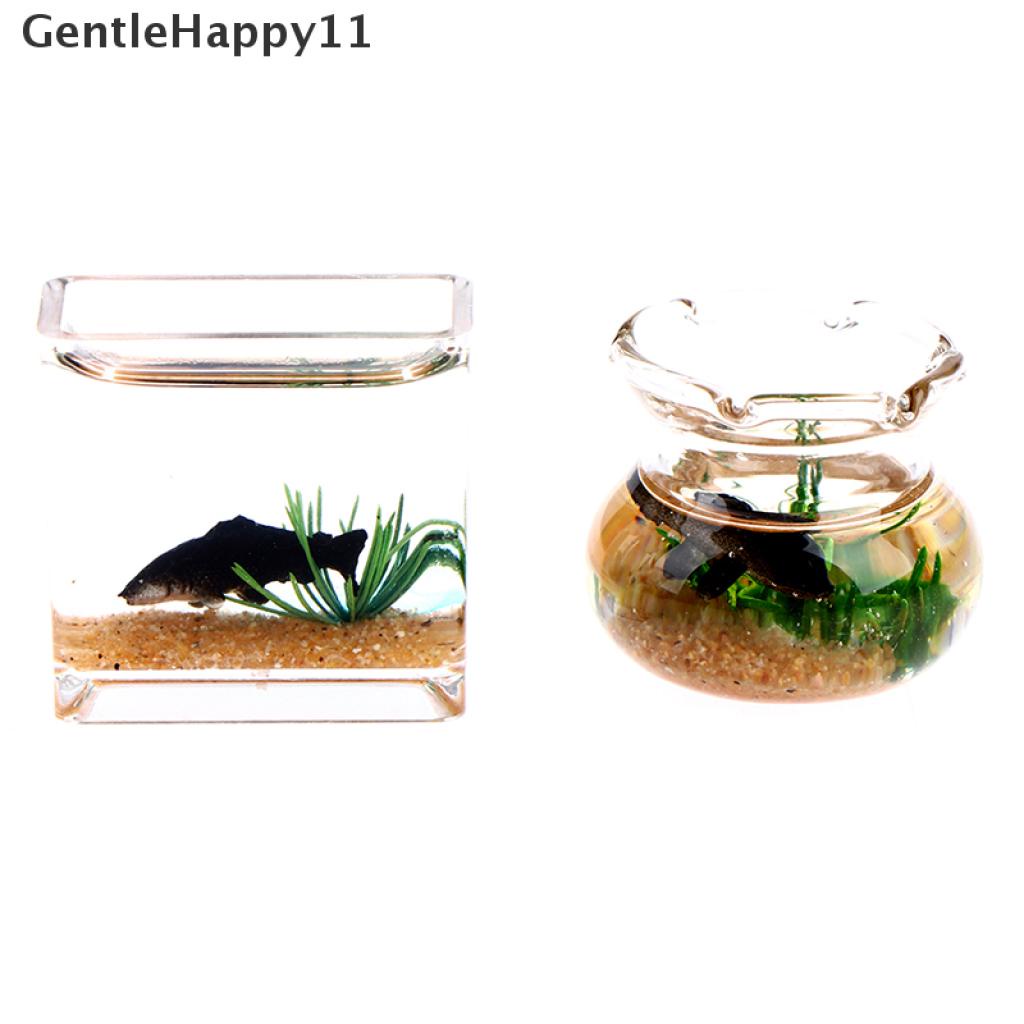 Gentlehappy Rumah Boneka Mini Fish Tank DIY Resin Transparan Goldfish Tanks Miniatur Dekorasi