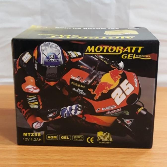 Aki motor Suzuki Shogun 125 SP Motobatt MTZ5S aki kering/gel langgengb4 dijamin