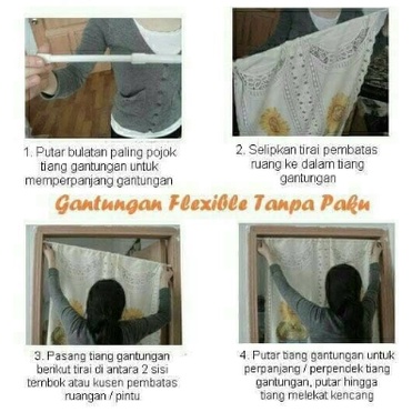 Gantungan Serbaguna Tongkat Gantungan Flexible Rel Tiang Tirai Shower