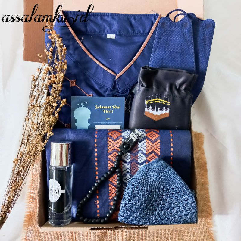 [NAVy EDITION]HAMPERS COWO MUSLIM LEBARAN MURAH/PAKET ALAT SHOLAT COWO/HAMPERS LEBARAN COWOK/HAMPERS