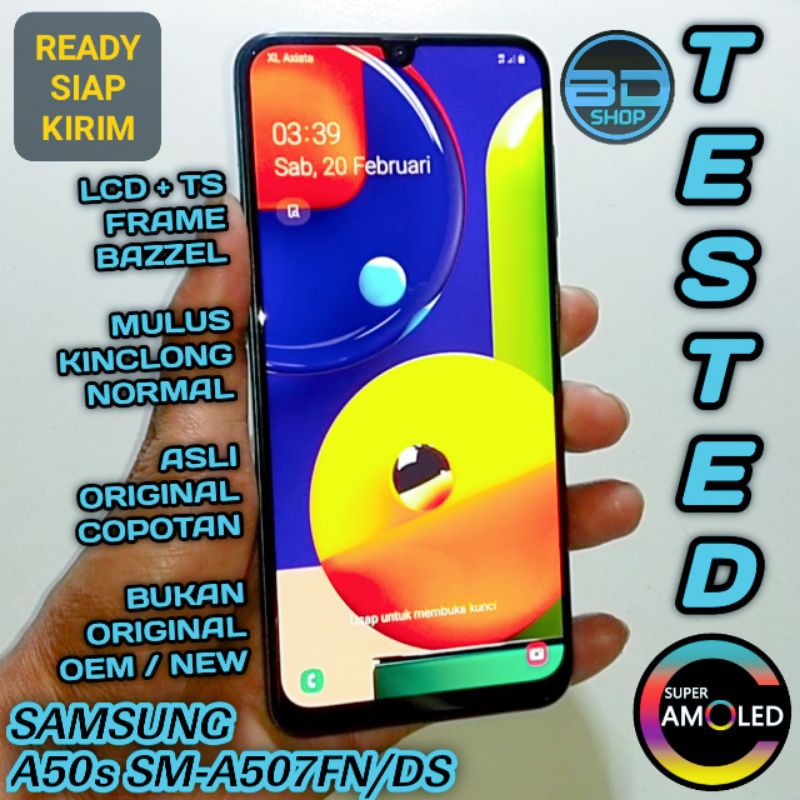 ORIGINAL ASLI COPOTAN LCD SUPER AMOLED Touchscreen Frame SAMSUNG A50S