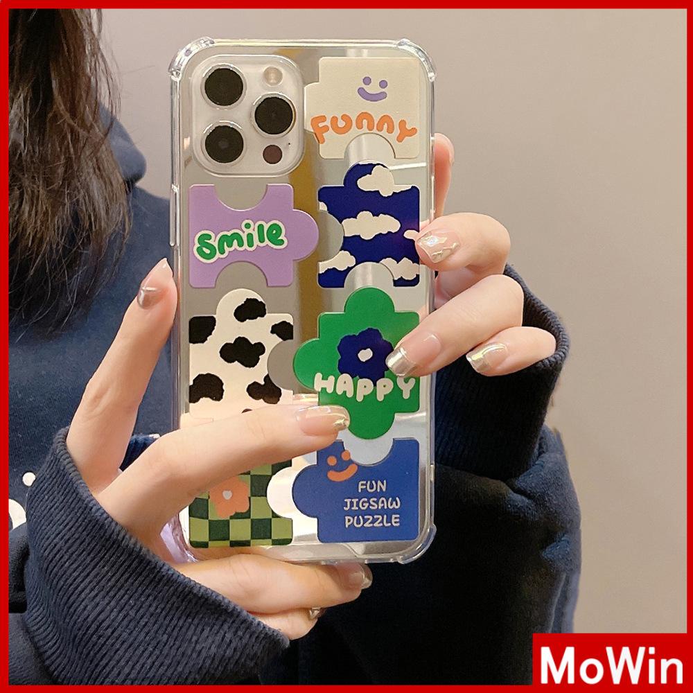 iPhone Case Acrylic HD Mirror Laser Airbag Shockproof Protection Camera Cute Puzzle Compatible For iPhone 11 iPhone 13 Pro Max iPhone 12 Pro Max iPhone 7 Plus iPhone xr xs max