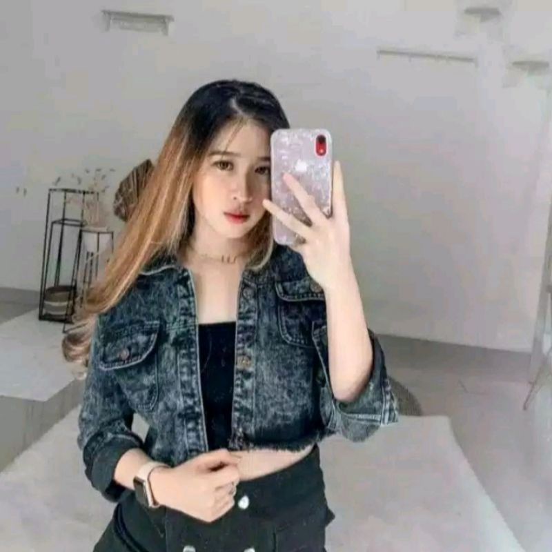 JAKET JEANS CROP DENIM//JAKET CEWEK RAWIS WANITA