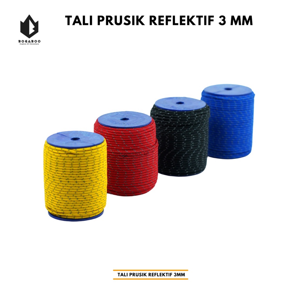 (COD KUY) TALi PERUSIK REFLEKTIF 3 MM - tali prusik reflective - tali perusik nyala - tali tenda outdoor - TALI REFLEKTIF ULTRALIGHT 1 ROLL