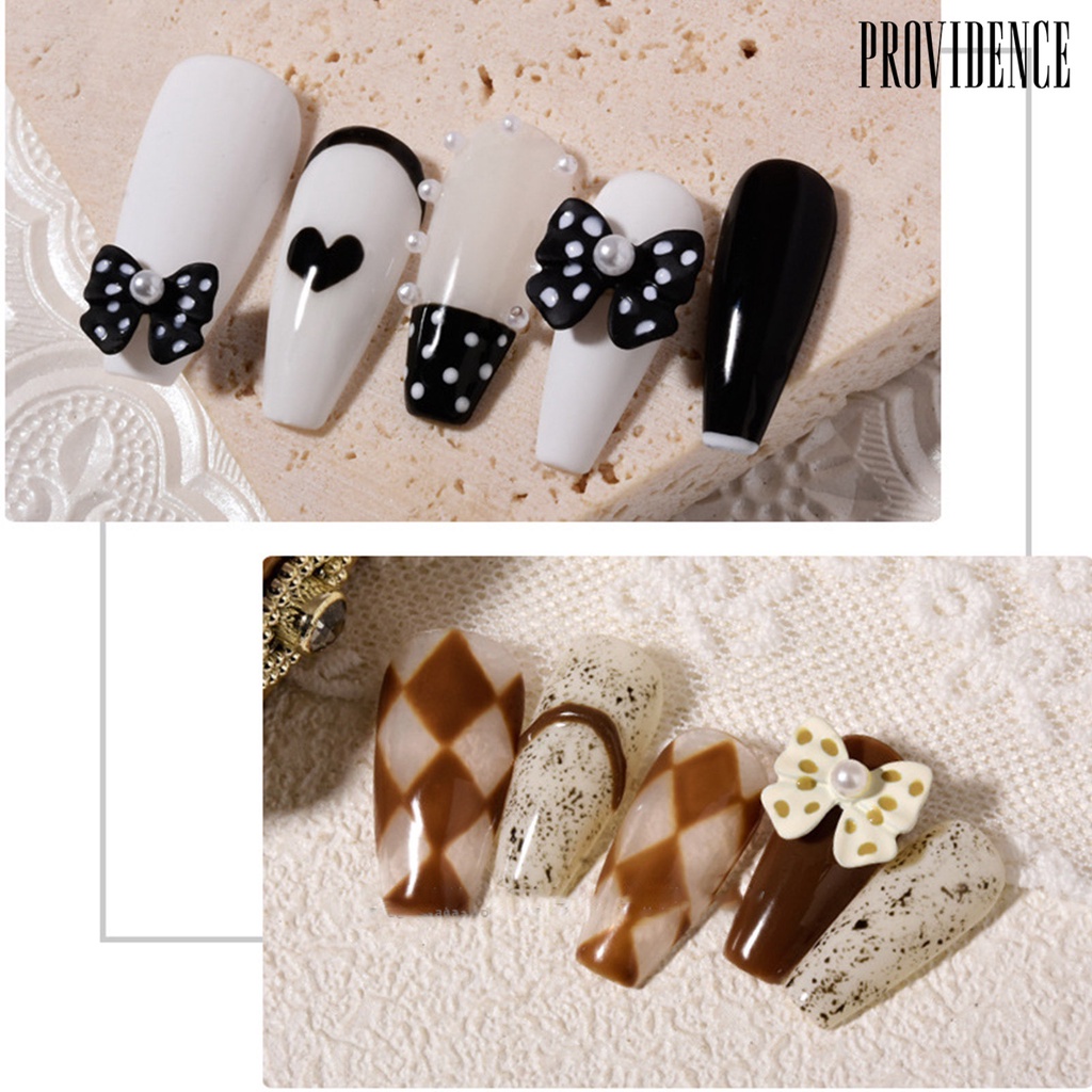 Providence 5pcs / Set Hiasan Kuku Bentuk Pita Aksen Mutiara Imitasi Untuk Aksesoris Nail Art / Salon