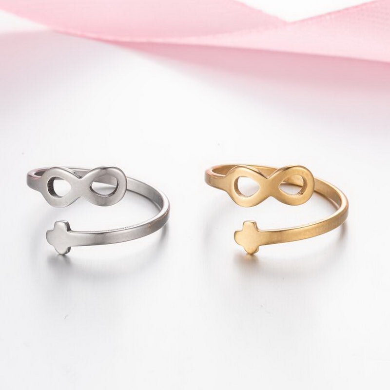 Cincin Model Rantai Silang Terbuka Bahan Stainless Steel Gaya Hip Hop Punk Korea Untuk Perhiasan