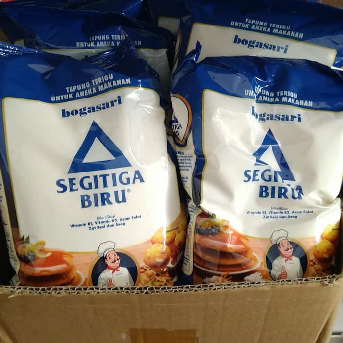 

Tepung Terigu Segitiga Biru Premium 1kg Protein Rendah Sedang Bogasari