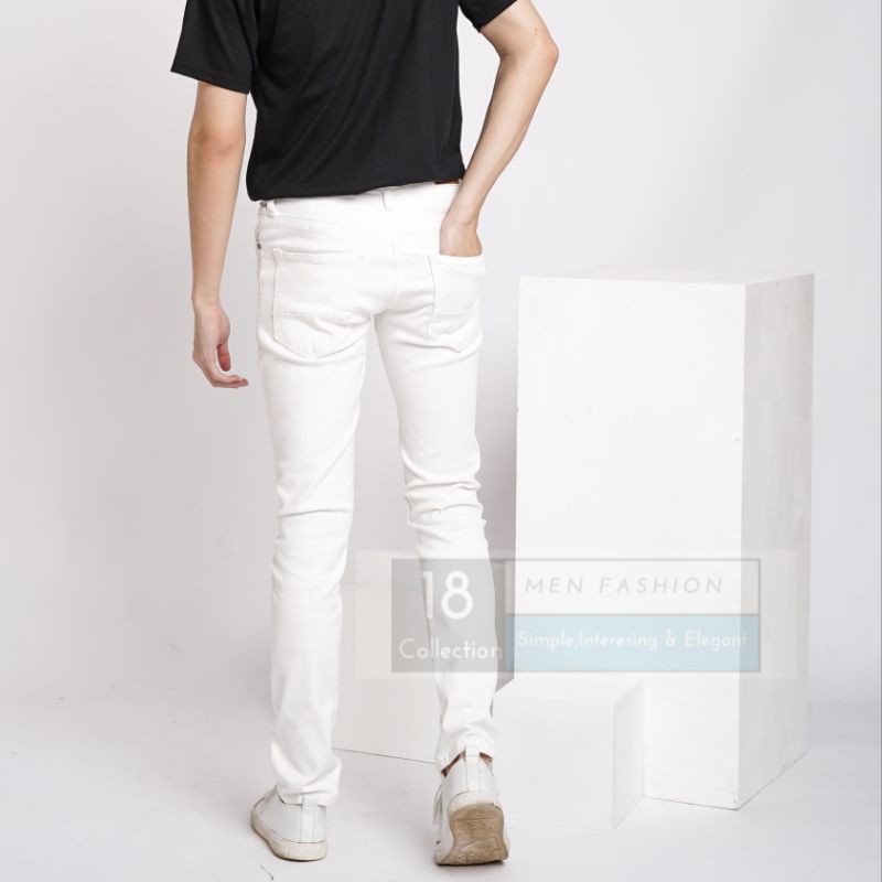 Super White soft Jeans / Celana jeans pria putih murah berkualitas PREMIUM