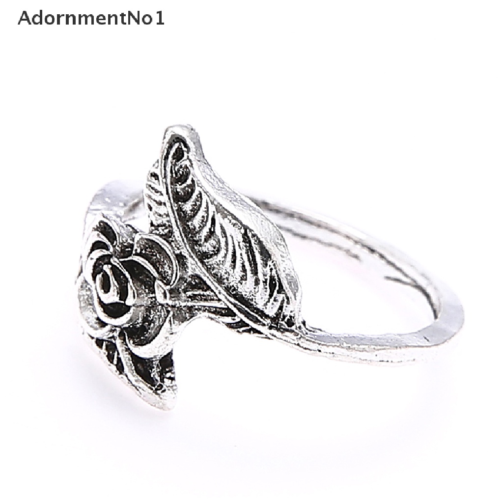 (AdornmentNo1) 4pcs / Set Cincin Antik Gaya Vintage Bohemia Bentuk Bunga Mawar Warna Silver Untuk Wanita