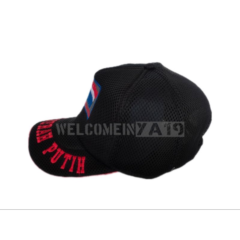 Topi Jaring Laskar Merah Putih Logo Tulisan Besar / Topi Jala Laskar Merah Putih Tulisan Besar