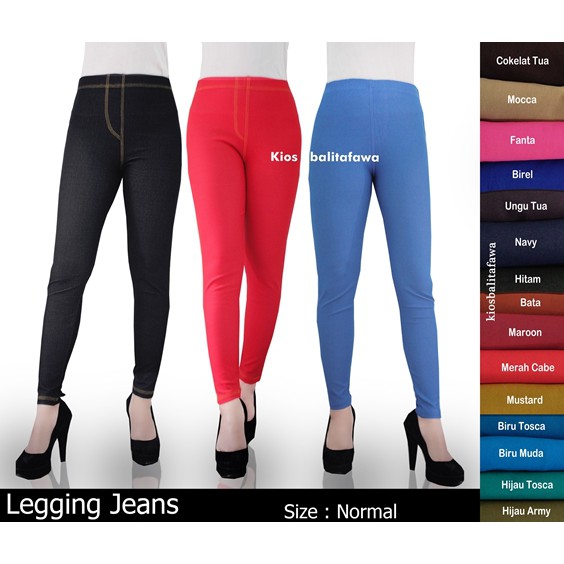 Legging Jeans uk Normal Tanpa Kantong / fit to L kecil Celana Panjang Polos Dewasa Jeans Tebal Ketat