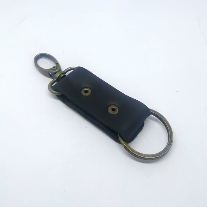 Gantungan kunci kulit sapi asli leather keychain warna hitam PHKC279