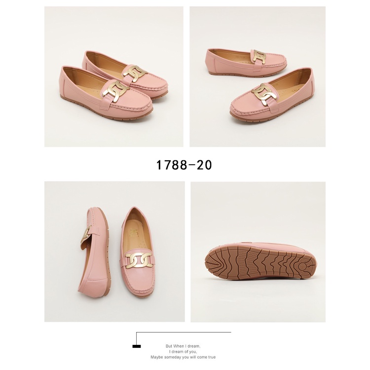 HELIVA OLIVIA Slip On Loafers Shoes Chain Bahan Kulit 1788-20 Original Brand