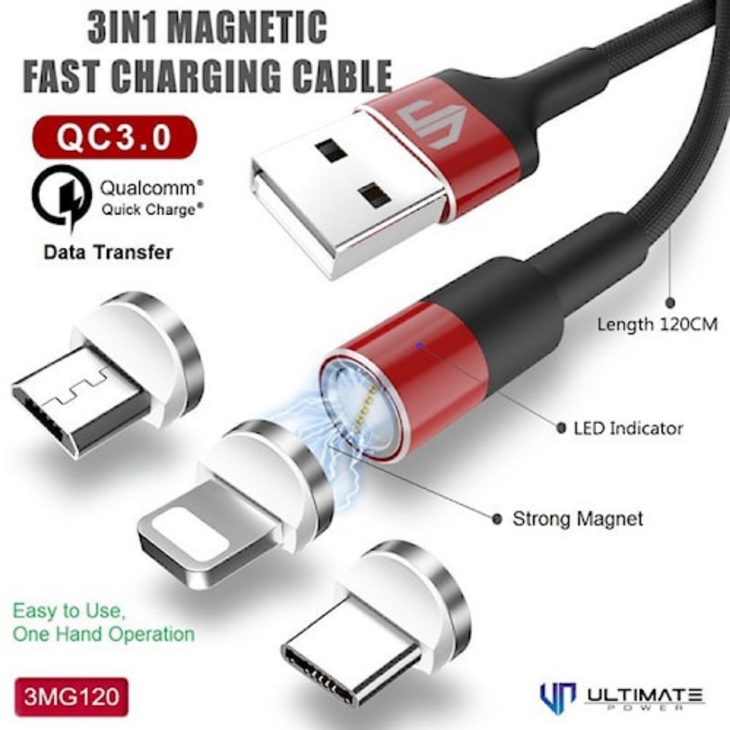 Kabel Charger Type C Magnet Magnetic Charger Cable 3 in 1 Lightning Micro Type-C USB Kabel Cas Magnet