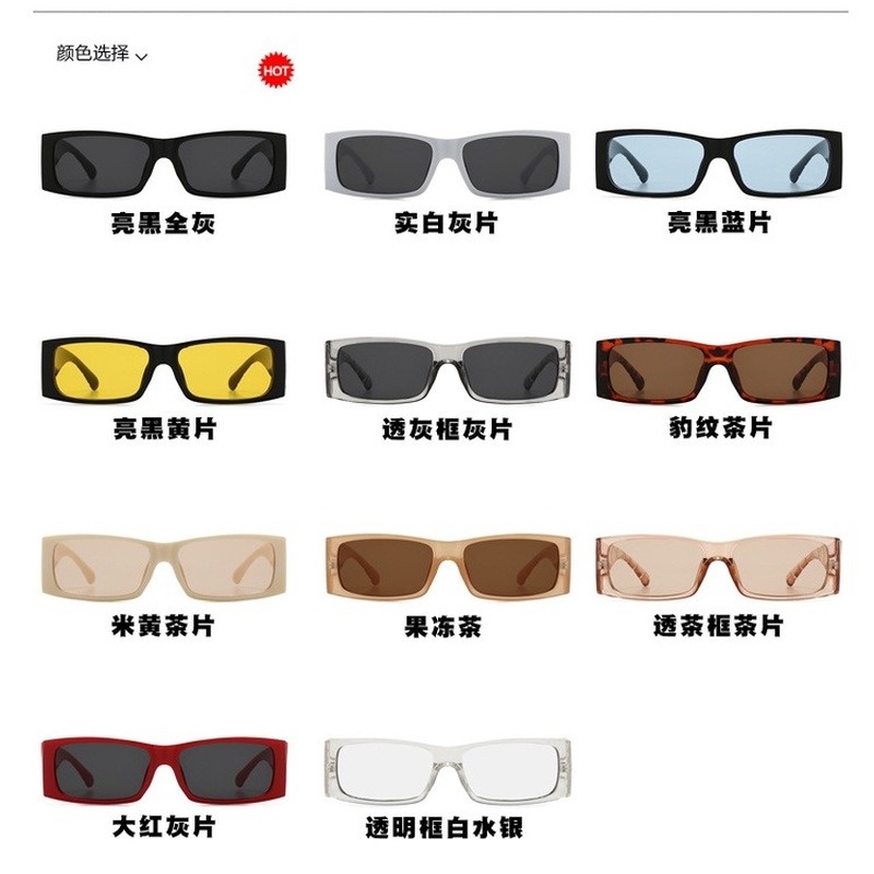 (YUZHU) COD Gaya Barat Rectangle Rhombus Temple Sunglasses untuk Wanita/Pria Nuansa Sempit Kecil untuk Wanita