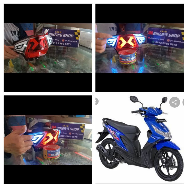 lampu stop LED Custom Honda beat karbu warna blue ice PNP