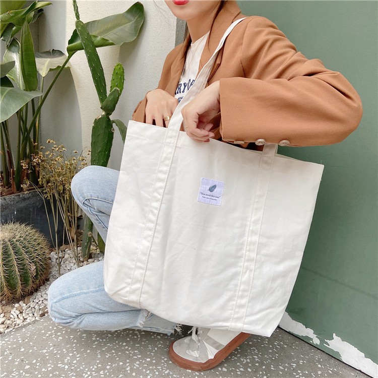 TC-91 tas bahu kampus belanja canvas kanvas besar wanita shoulder bag import korea jepang