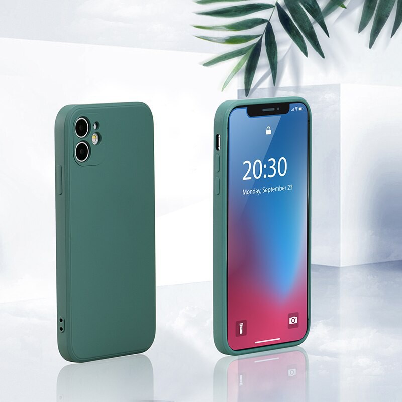 Soft Case Bahan Silikon Bentuk Persegi Untuk Iphone 12 Pro