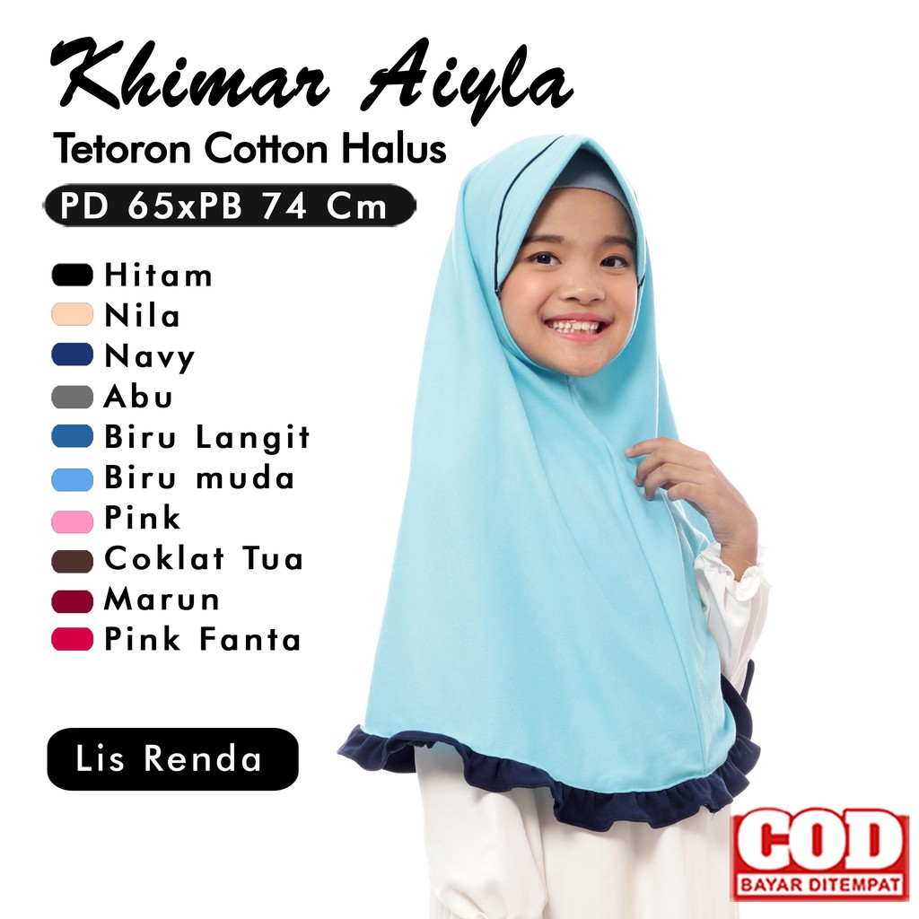 Khimar anak Bergo renda jilbab instan bahan adem kerudung instan anak jilbab daily anak hijab anak