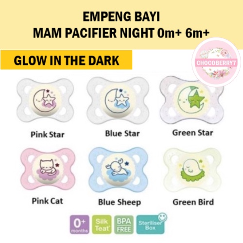 Empeng MAM Pacifier Night 0m+ 6m+ Empeng Bayi MAM Newborn