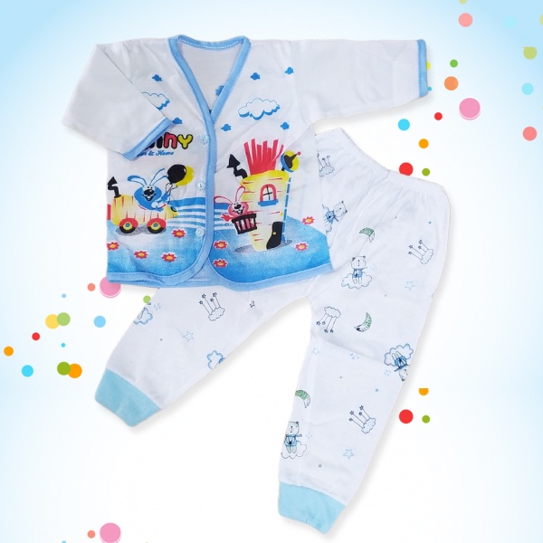 3 Pcs Setelan Baju dan Celana Panjang Bayi Newborn Motif Karakter Lucu