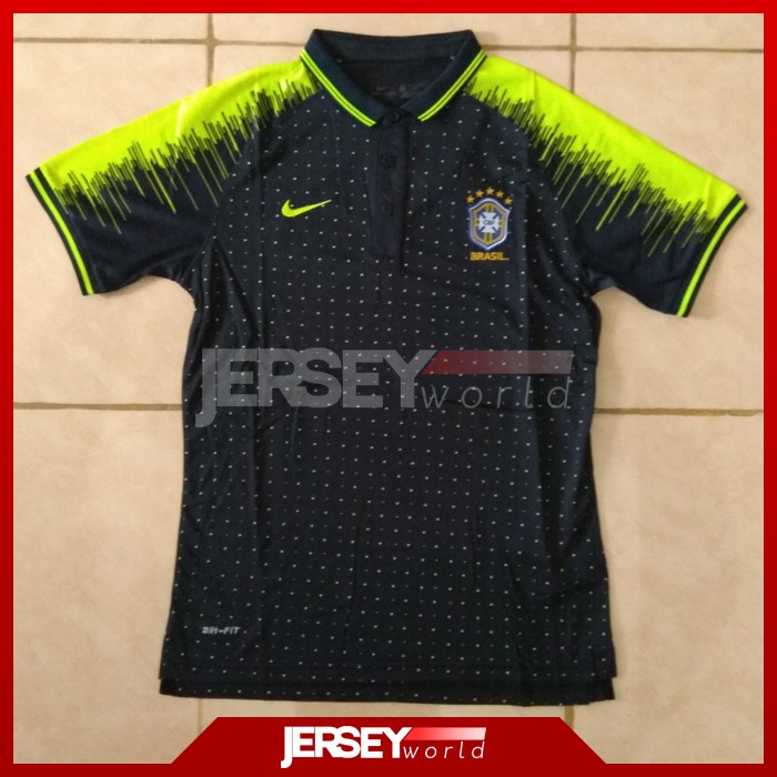 Baju Polo Shirt Timnas Brazil Hitam 2020-2021 GRADE ORI