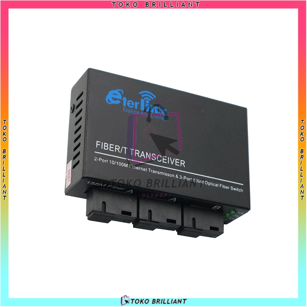 【SupportPOE】3F2E  Fiber Optik Media Converter Single Mode  2 Rj45 Dan 3 Sc Port 10/100Mbps 5V-12V Power Input [BISA COD]