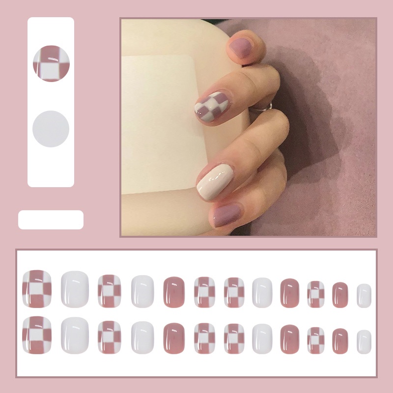 Kuku Palsu Fake Nail 24 Pcs Kemasan Strip Kuku Palsu Baru Fake Nails Kuku Palsu 3d Kuku Palsu Polos French Manicure-T110