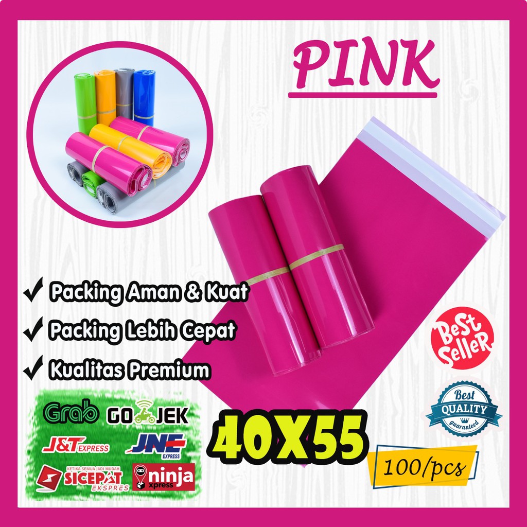 

HJK Polymailer kantong kemasan amplop plastik 40X55 WARNA PREMIUM 100 PCS - 60MIC GLOSSY mewah