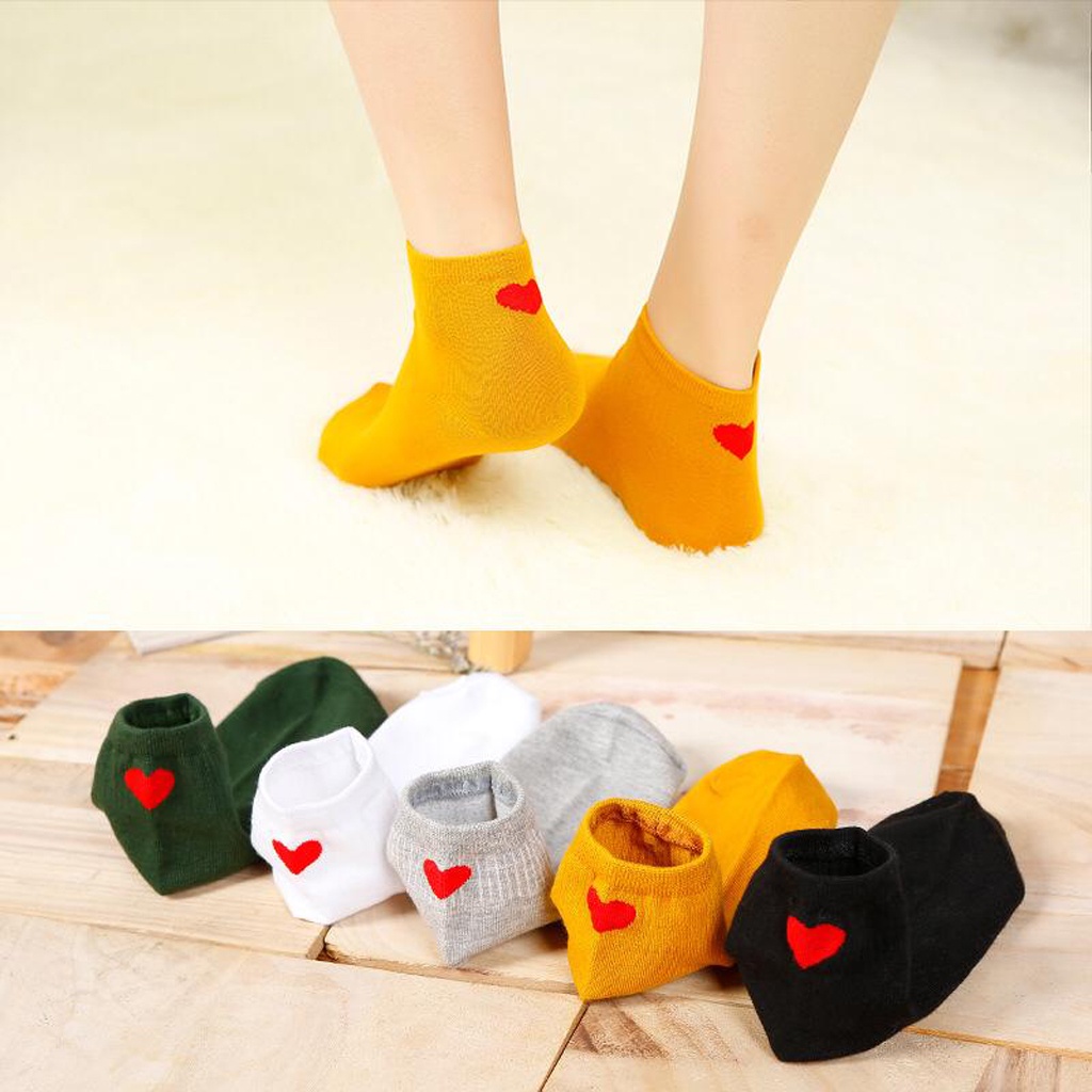 BRGUNIK Kaos Kaki Motif love Kaos Kaki Pendek Lucu Socks Fashion Wanita Korea Import R138 019