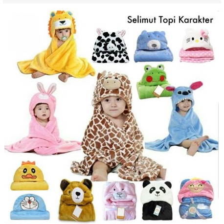 Selimut Bayi Topi Boneka 3D / Selimut Bayi Karakter Fleece selimut bayi animal