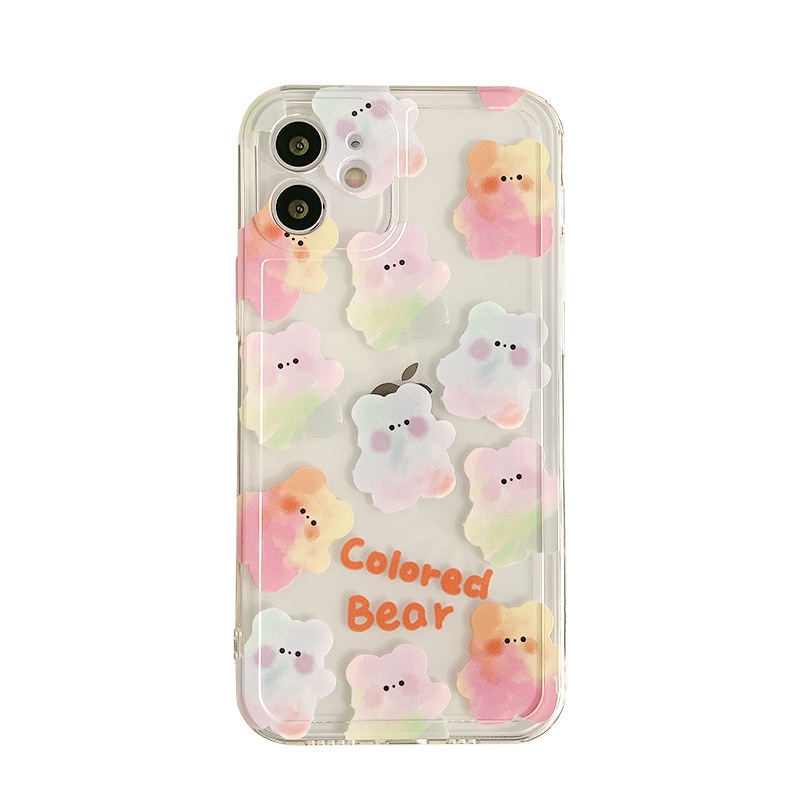 Soft Case TPU Transparan Motif Beruang Lucu Untuk Iphone 7 8 PLUS X XR XS 11 12 13 MINI PRO MAX SE 2020