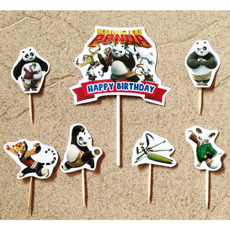 topper toper hiasan tusukan kue cake tumpeng ulang tahun happy birthday karakter kungfu kung fu pand