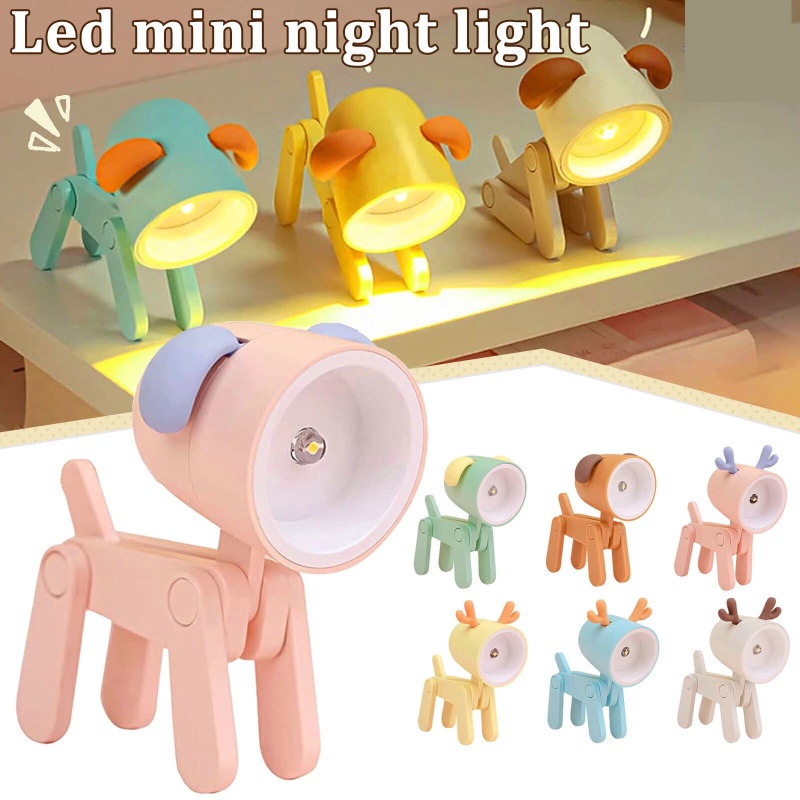 Lampu Meja LED Mini Bentuk Kartun Anjing / Rusa Lucu Untuk Dekorasi Kamar Tidur Anak