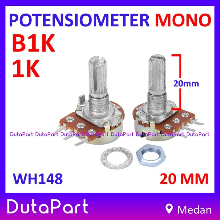 Potensiometer Mono 1K Ohm B1K Potensio Linear 20mm