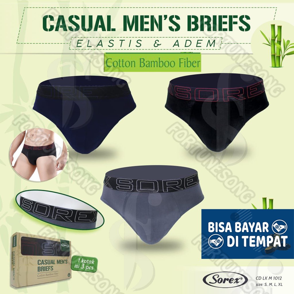Sorex- Celana Dalam Pria Sorex Katun Bamboo Anti Bakteri TIpe 1012 [Jaminan Original]