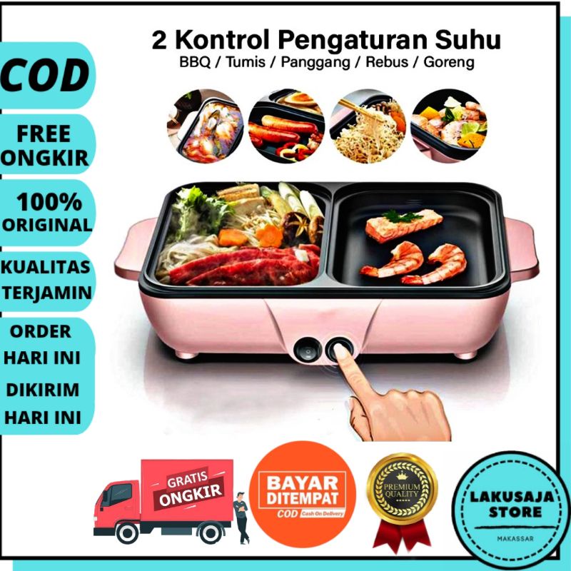 Panci Elektrik Korean Grill BBQ Shabu Multifungsi panci elektrik korean gril electric hot pan 2 in 1