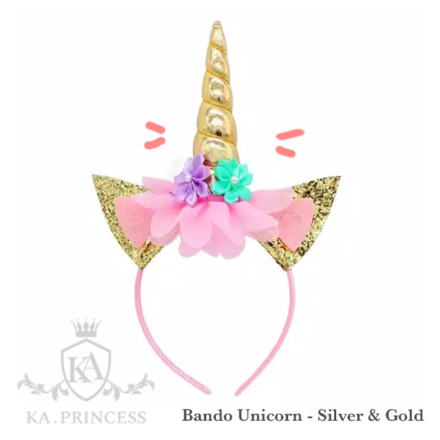 Bando Unicorn Warna Pink Silver Terlaris Aksesoris Bandana Anak Lucu Gemas Pita Kunciran Unicorn