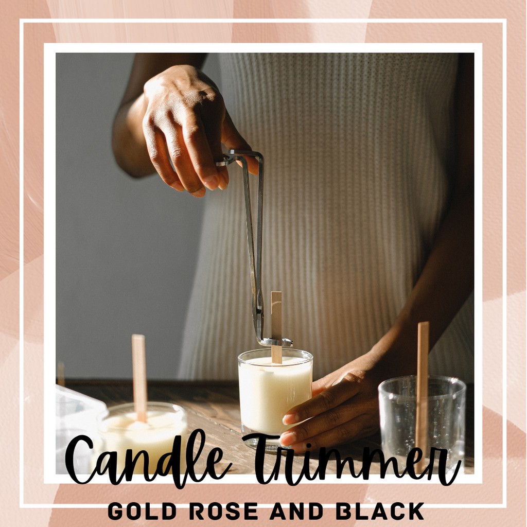 Candle Wick Trimmer &amp; Dipper / Gunting dan dipper Sumbu Lilin warna Rose Gold dan Black Dipper Silver