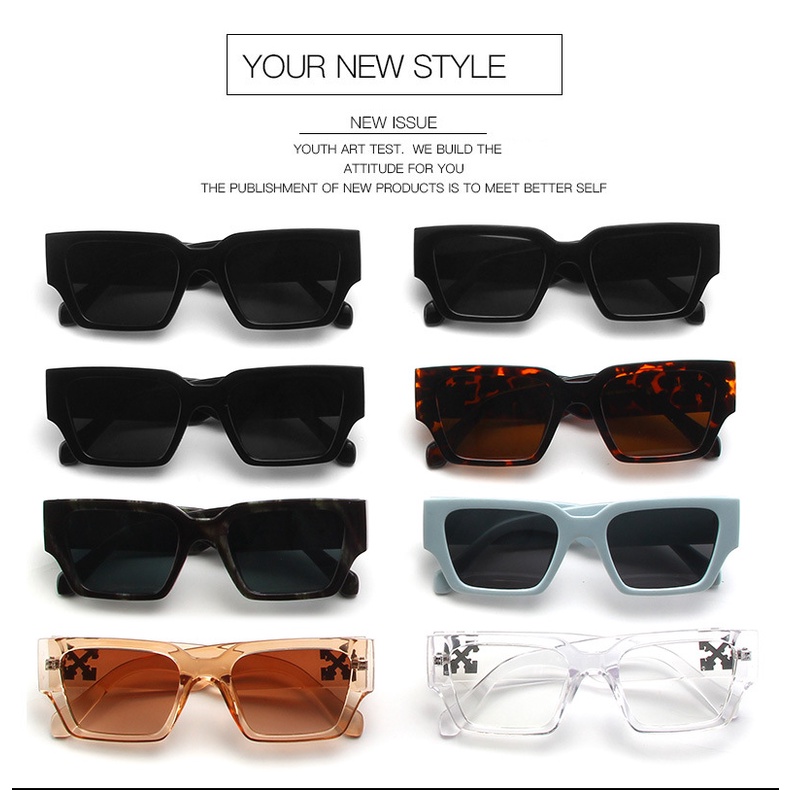 Ready Stock Square Kacamata Hitam Wanita Personality Snowflake Decorative Glasses Men and Women
